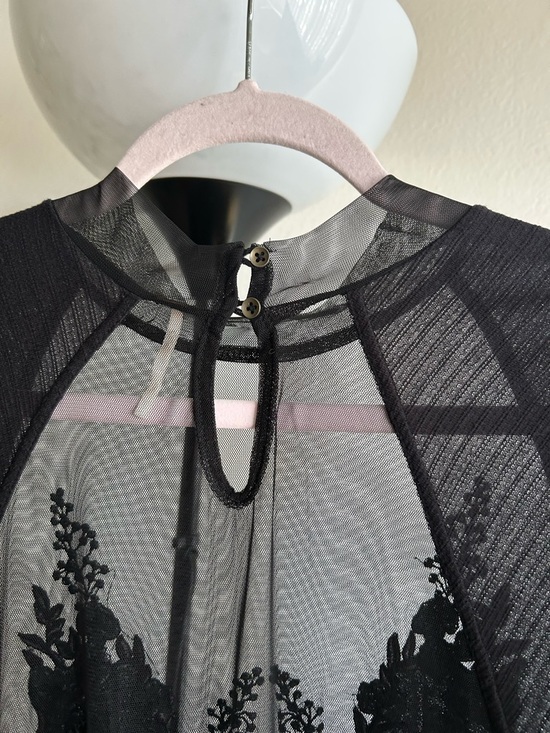 Free People Black Lace-Embellished Long Sleeve Tee - Picture 6 of 9
